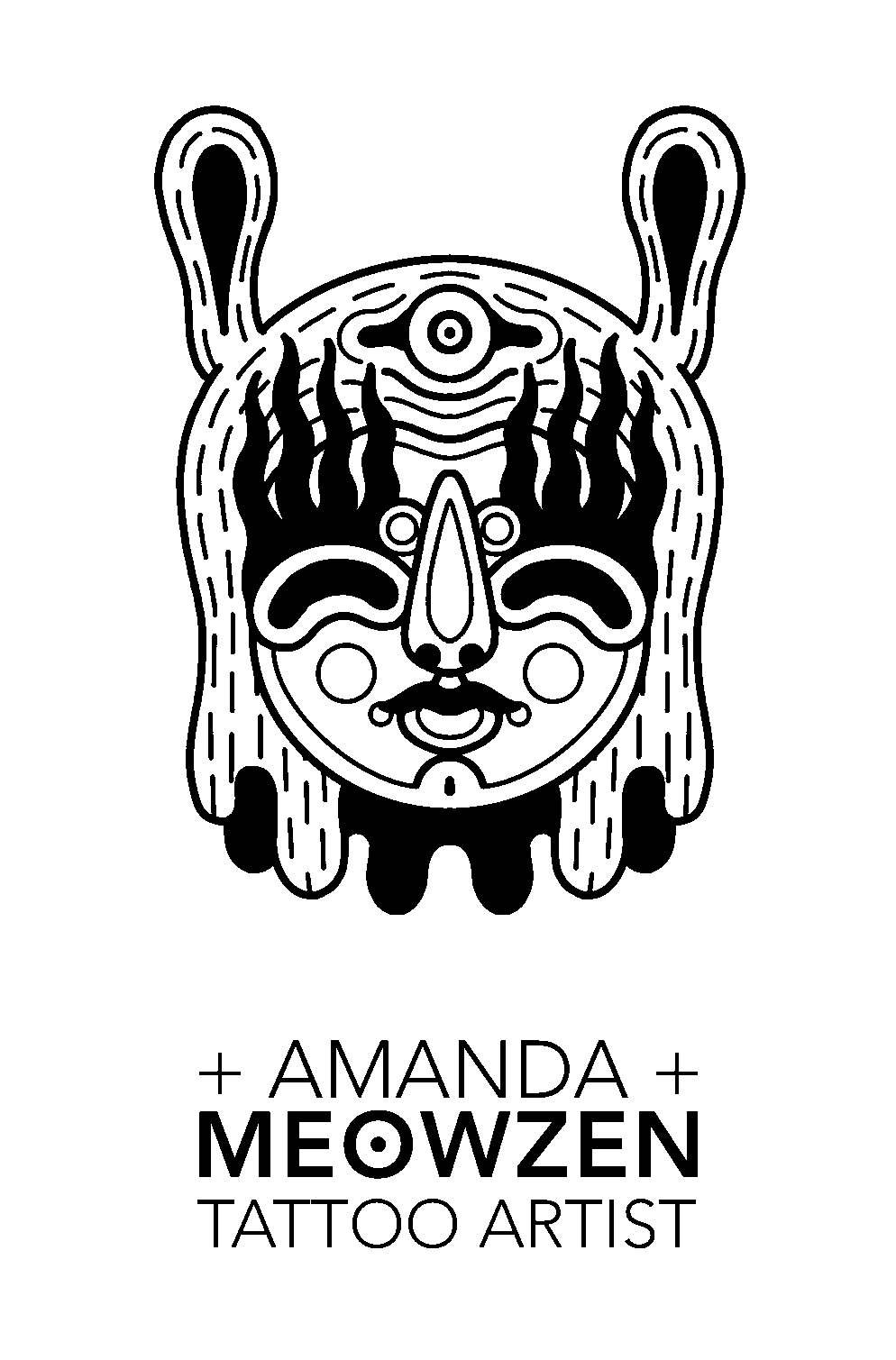 Amanda Meowzen - Good Place Tattoo Logo on White BG